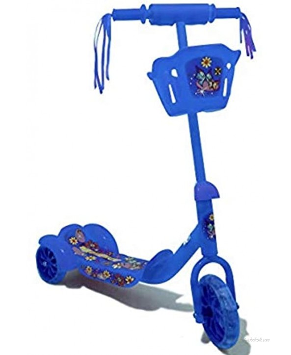 BASSKET.COM Kids' Scooter with Music and Light,Foot Brakes,Double Back Wheels and Flashing Light with Music for Boys or Girls Blue