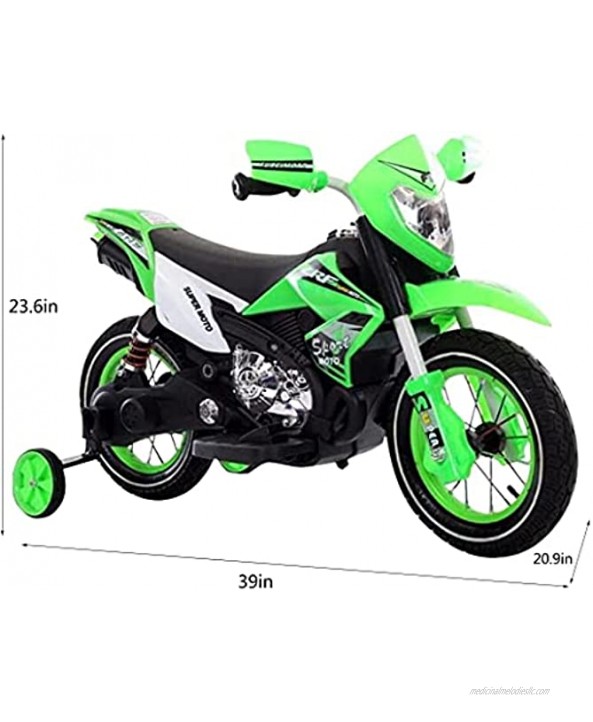 FITOOM Kids 6V Ride On Motorcycle w Treaded Tires,Electric Motorcycle Battery Powered Dirt Bikes for Kids 3-6 5mph Top Speed,Ride On Motorcycle with Training Wheels,Realistic Sounds Music