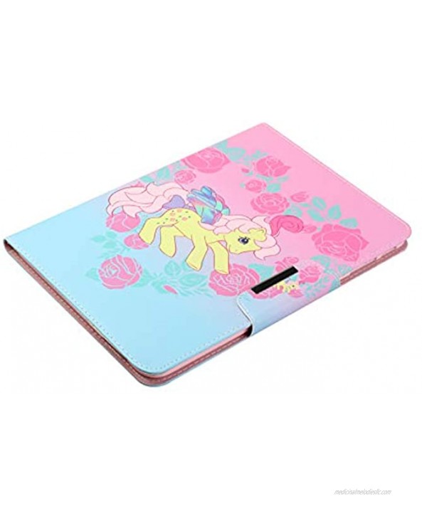 Herzzer Wallet Flip Case for Samsung Galaxy Tab 4 10.1 SM-T530,Premium Multi-Angle View Stand Magnetic PU Leather Soft Silicone Cover for Women Girls,Unicorn Rose