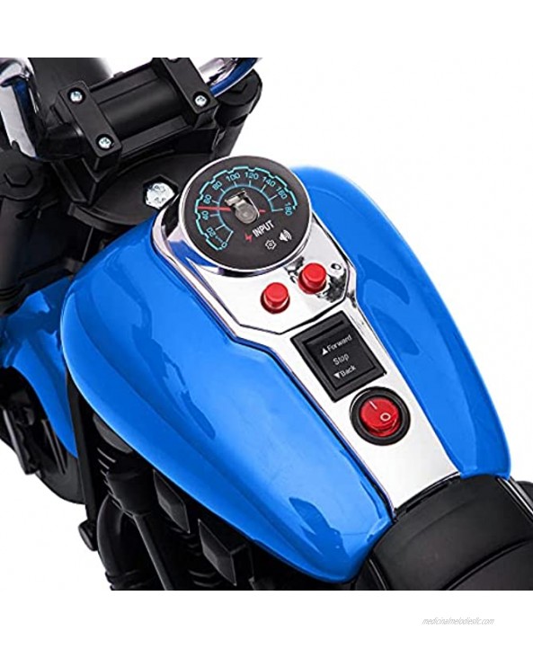 Kids Electric Ride On Motorcycle with Training Wheels Electric Motocross Off-Road Bike with LED Front Headlight for 3-8 Boys Girls Blue