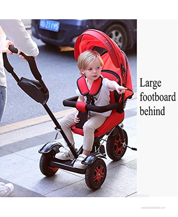 Moolo Children Tricycles Trike Baby Can Sit or Lie Flat 4 in 1 Rotatable Oversized Sun Awning Comfortable Adjustable Backrest 1-6 Years Old