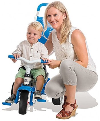 Smoby Push Along Toddler Trike with Headrest Removable Parent Handle and Improved Safety Features Blue