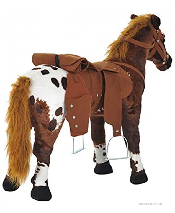 UP6Per Riding Toys 24 inch Dark Brown Riding Toy Children's Plush Interactive Standing Ride-On Horse Toy with Sound Ride on Horse