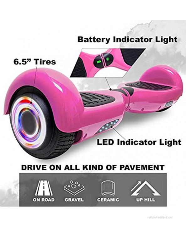 6.5 Inch Electric Scooter Hoverboard for Adult Kids Smart Self Balancing Two Wheels Electric Scooter Hover Board with Built in Bluetooth Speaker LED Lights