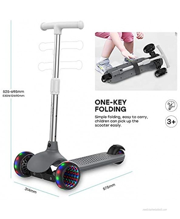 ASITON Children's Scooter 3-Wheel Kick Scooter 3-6 Years Old Baby Boys and Girls Children Scooter Boys and Girls Scooter with Light Up Wheels Mini Scooter for Kids for Girls & Boys Learn to Steer