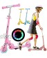 Bluefringe Scooter for Kids Ages 6-12 3-5 Kick Scooter for Girls Boys Adjustable Height Foldable Scooter Toy w Handlebar,Flashing PU Wheels,Rear Fender Break,Anti-Slip Deck,110lbs Weight Capacity