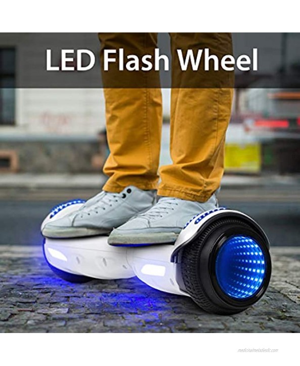 CBD Flash Hoverboard Two-Wheel 6.5 inch Self Balancing Hoverboard with Bluetooth and LED Lights for Kids Adults