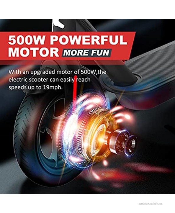 Electric Scooter Adults Powerful 500W Motor & Max Speed 19 MPH 20Miles Long Range Battery 8.5-inch Dual Density Tires Portable Folding Electric Scooter for Commuting & Travel
