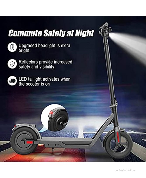 Electric Scooter for Adults Powerful Max 600W Hub Motor Up to 19 MPH 24 Miles Riding Range 10 Care-Free Tires Portable and Foldable Electric Scooter Adult for Commute and Travel