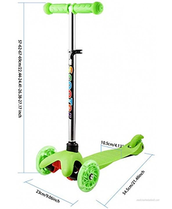 Hosmat Mini 3 Wheel Kick Scooter Kids Toddler Scooter with LED Flashing Wheels & Adjustable Handlebar for Kids Ages 2-9