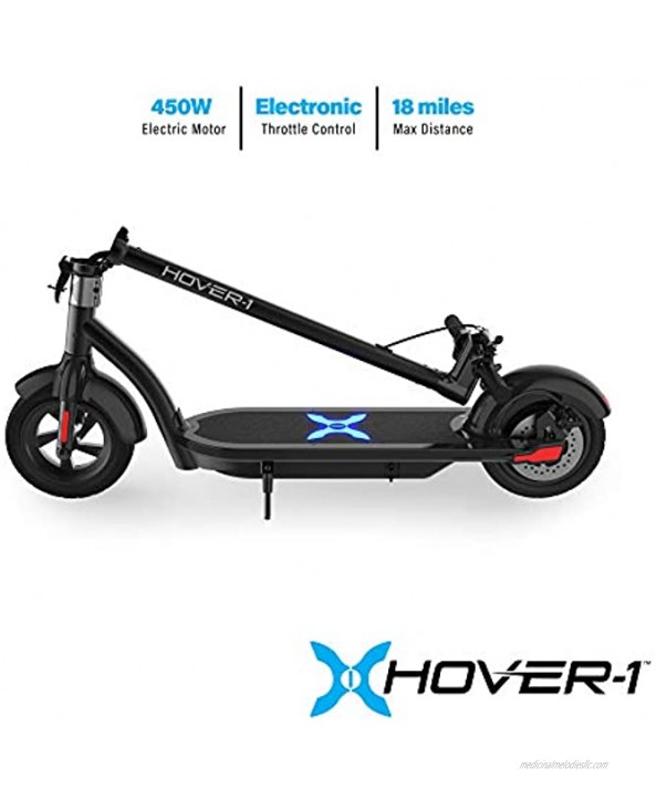 Hover-1 Alpha Pro Electric Kick Scooter Foldable and Portable with 10 inch Air-Filled Tires- Long Range Commuter Scooter 450W Motor