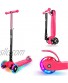IMMEK Kick Scooter for Kids 3 Wheels Folding Ages 3-12 Years Old Toddler with Three LED Light Wheel Adjustable Height Rear Brake Outdoor Activities for Boys Girls Maximum Weight 110 lb