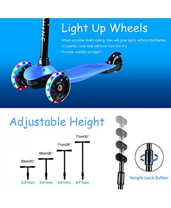 Kids Kick Scooters for Toddlers Boys Girls Ages 2-5 Years Old Adjustable Height Extra Wide Deck Light Up Wheels Easy to Learn 3 Wheels Scooters
