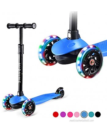 Kids Kick Scooters for Toddlers Boys Girls Ages 2-5 Years Old Adjustable Height Extra Wide Deck Light Up Wheels Easy to Learn 3 Wheels Scooters