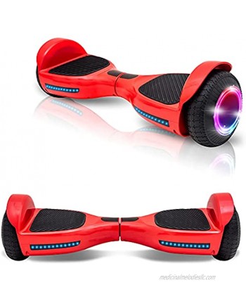 LONGTIME Hoverboard for Kids Ages 6-12 Electric Self Balancing Scooter for Adults 300W Dual Motor 6.5" Wheels Bluetooth Speaker LED Lights UL2272 Certified