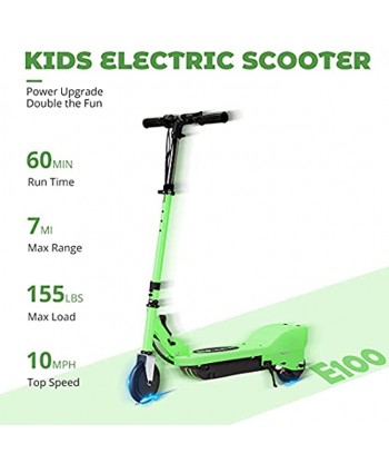 MAXTRA Upgraded E100 Electric Scooter for Kids Ages 6-12 Folding Scooters with Adjustable Handlebar Up to 10MPH and 155LBS Max Load