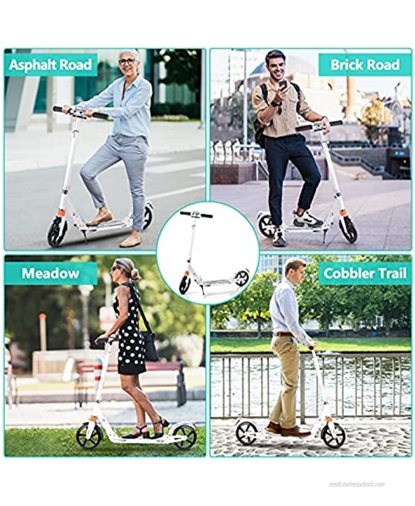 Mixhomic Scooters for Adults Teens Kick Scooter with Dual Suspension Adjustable T-Bar Handlebar Folding Big Wheels Scooter Lightweight Alloy Deck City Scooter for Age 12 Up