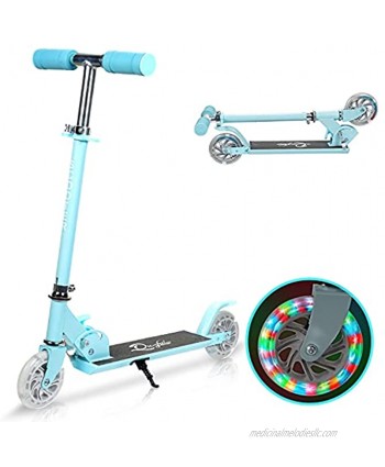 MONODEAL Kids Scooter Kick Scooters for Kids Ages 3-12 Light Up Scooter with 2 Wheels for Boys Girls Lightweight Folding Scooter with Adjustable Height