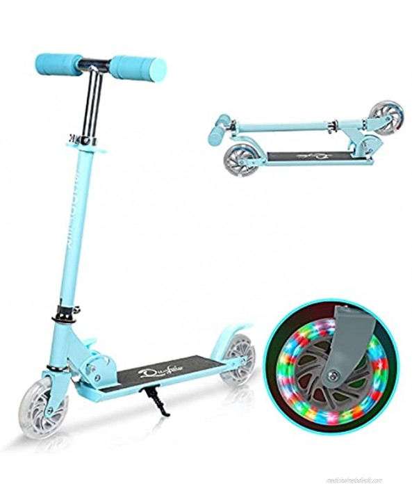 MONODEAL Kids Scooter Kick Scooters for Kids Ages 3-12 Light Up Scooter with 2 Wheels for Boys Girls Lightweight Folding Scooter with Adjustable Height
