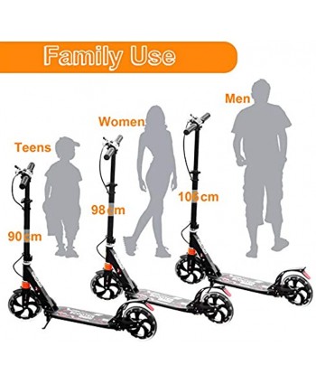 MONODEAL Scooter for Kids 8 Years and Up Teens Adults Big Wheel Kick Scooter Foldable and Lightweight Scooter with Adjustable Heights with Hand Brake and Rear Brake