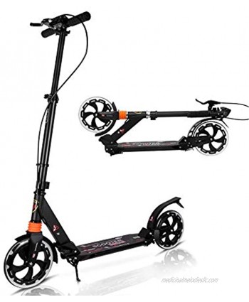 MONODEAL Scooter for Kids 8 Years and Up Teens Adults Big Wheel Kick Scooter Foldable and Lightweight Scooter with Adjustable Heights with Hand Brake and Rear Brake