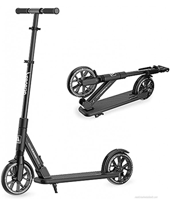 Playshion Adjustable Height Kick Scooter for Kids 8 Years up-Big 8 and 5.7 Wheels-Quick Release Folding-Front Suspension Scooters for Adults and Teens