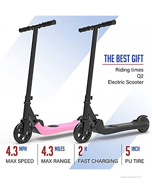 Riding'times Electric Scooter for Kids Ages 5-10 Foldable Rear Brake Kick Scooter E-Scooter with 120W Motor & 4.3Mph & 4.3Miles 2H Charging time