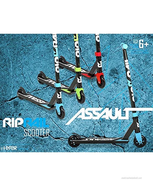 Riprail Assault Stunt Scooter Finished in Black Red with Alloy Deck and ABEC-7 Bearings