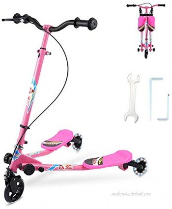 SANSIRP Swing Scooter for Kids 3 Wheels Wiggle Scooter Foldable Self-Propelling Drift Kick Speeder Scooter with 3-Level Adjustable LED Wheels for Boys Girls Ages 3-8
