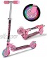 Scooter for Kids Folding Scooters with LED Light Up 2 Wheels Adjustable Height Rear Fender Kick Scooters for Girls Boys Toddler Ages 3-12 Years Bearing Capacity 110lb