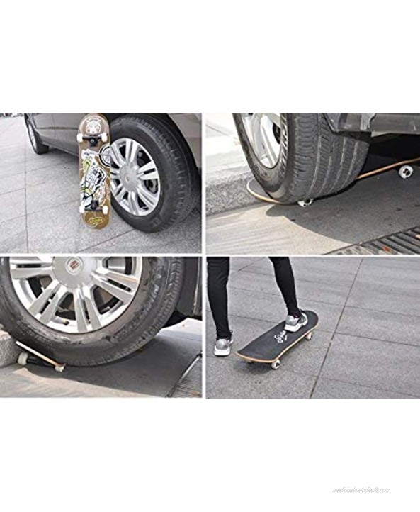 sefulim 31x8 Complete Skateboards Outdoor Street Concave Skateboard Gifts Double Kick Penny Skateboard for Beginners Motorcycle Pattern