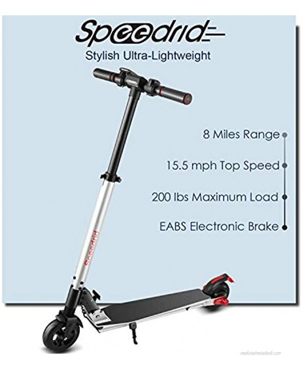Speedrid V1 Electric Scooter for Adults & Teens 250W Lightweight Commuter Scooter with Motor 3 Speed Modes Up to 8 Miles E Scooter