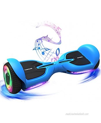 TOMOLOO Hoverboard with LED Lights and Bluetooth Speakers,Electric Hover Board with UL2272 Certified,Two-Wheel Mechanical Self Balancing Scooters Hoverboards for Boys and Girls