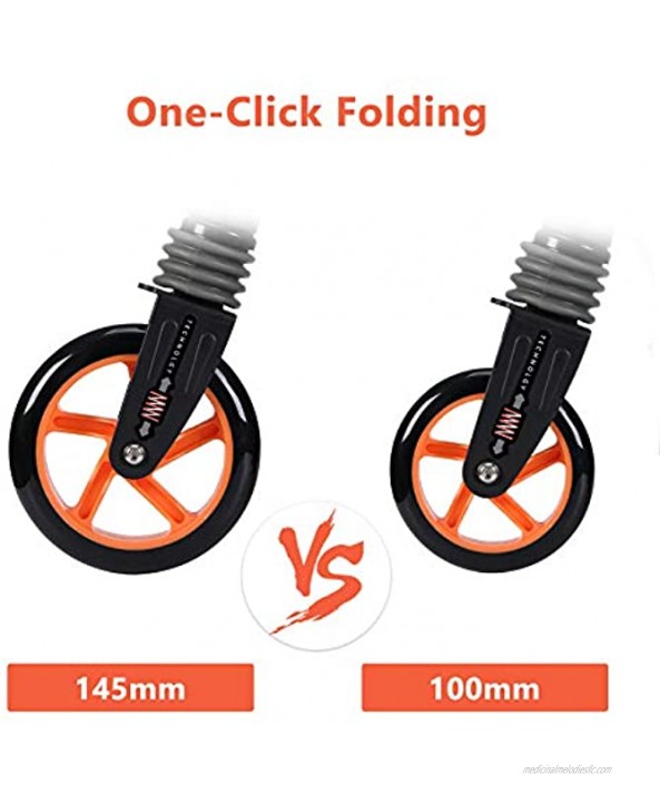WIN.MAX Kick Scooter Folding Sports Kick Scooter with Adjustable Handlebar,Hand Brake and Rear Foot Brake 2-Wheel Lightweight Aluminium Alloy Kids Scooter for Boys Girls,Ideal for Kids 5+,Orange