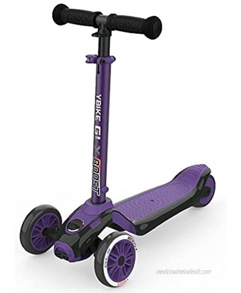 YBIKE GLX Boost Scooter with Adjustable Steering and Handlebar Height for Kids Ages 2-13 Purple One Size YGLXB5