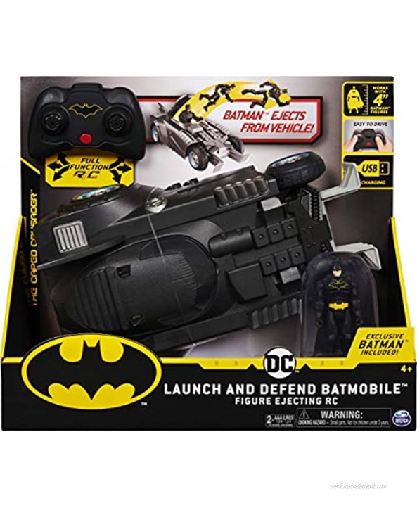BATMAN Launch and Defend Batmobile Remote Control Vehicle with Exclusive 4-inch Figure Kids Toys for Boys