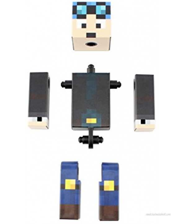 EnderToys Blue Hair Miner Boy Action Figure Toy 4 Inch Custom Series Figurines