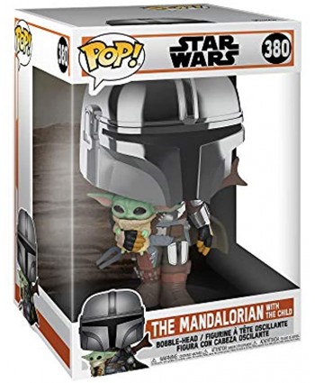 Pop! Star Wars: The Mandalorian 10 Inch Chrome Mandalorian with The Child Vinyl Action Figure