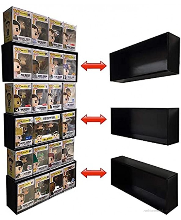 9 Single Row in Box Display Cases for 4 in. Vinyl Collectible Toy Figures Black Cardboard