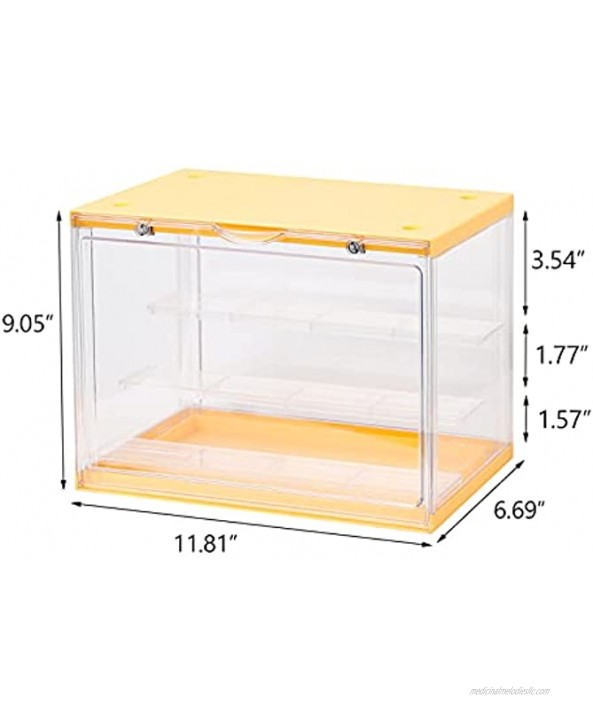 Ailisanila Compatible with Funko Pop Display Case,Clear Acrylic Display Box Storage for Collectibles Doll Car Toys Baseball Action Figure Rock StoneYellow