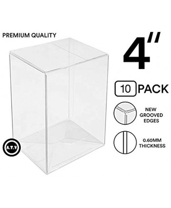 ATV Store Premium 0.60mm Thickness Hard Ridge Edges Pop Vinyl Display Box Cases 4" Protectors Pack of 10 Figure NOT Included