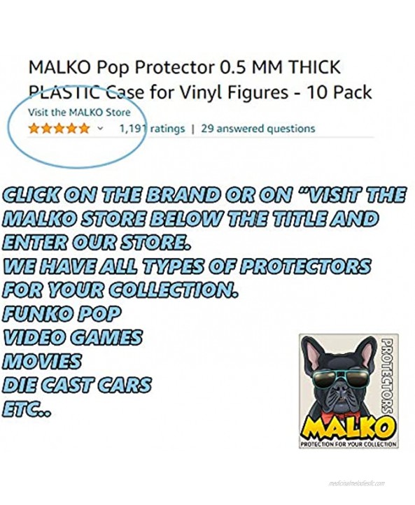 MALKO Funko Pop Protector | Sturdy 0.5 MM Thick Recyclable Plastic | Funko Pop Display Case Compatible with Funko Pop! 4 inch Figures | 20 Pack