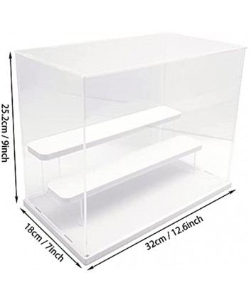 Nynelly 3 Tier Clear Acrylic Display Case Stand Assemble Countertop Box Storage Cube Organizer Dustproof Protection Showcase for Action Pop Figures Collectibles Toys,White,12.5" L x 7" W x 10" H