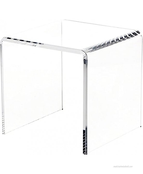 Plymor Clear Acrylic Beveled Square Display Riser 8 H x 8 W x 8 D 3 8 Thick 3 Pack