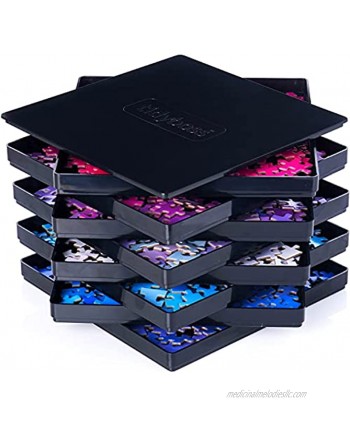 8 Puzzle Sorting Trays with Lid 8" x 8" Jigsaw Puzzle Accessories Black Background Makes Pieces Stand Out to Better Sort Patterns Shapes and Colors | for Puzzles Up to 1500 Pieces