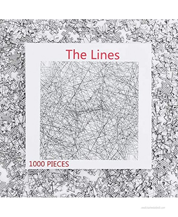 Bgraamiens Puzzle-The Lines -1000 Pieces Black and White Simple Fashion Challenge Blue Board Jigsaw Puzzles