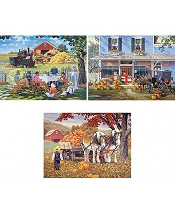 Bits and Pieces Set of Three 3 300 Piece Jigsaw Puzzles for Adults Classic American Country Scenes 300 pc Jigsaws by Artist John Sloane