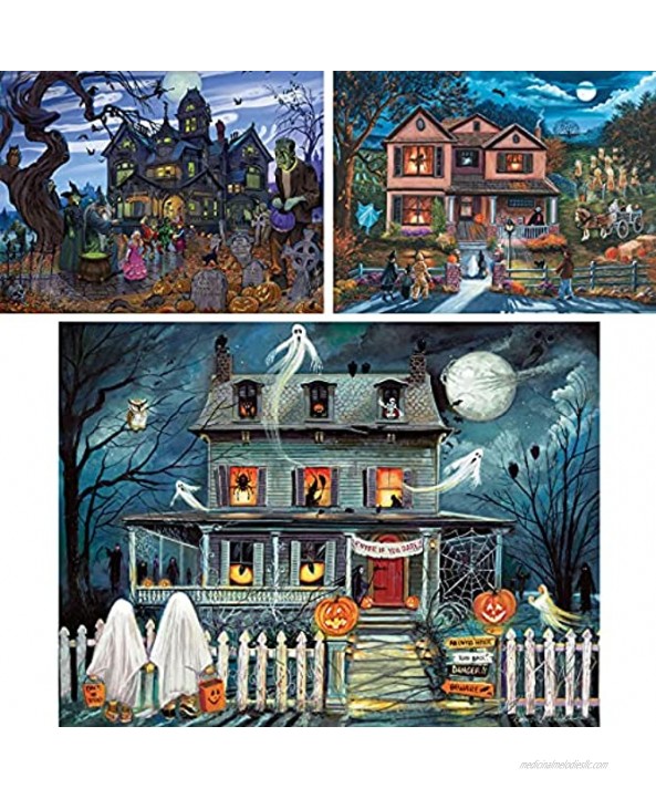 Bits and Pieces Value Set of 3 1000 Piece Jigsaw Puzzles for Adults Each Puzzle Measures 20 Inch x 27 Inch 1000 pc Goblins and Goodies Halloween Enter If You Dare Jigsaws by Multiple Artist