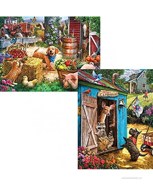 Bits and Pieces Value Set of Two 2 500 Piece Jigsaw Puzzles for Adults Each Puzzle Measures 18 X 24 Hide and Seek What's The Password 500 pc Jigsaws by Artist Larry Jones