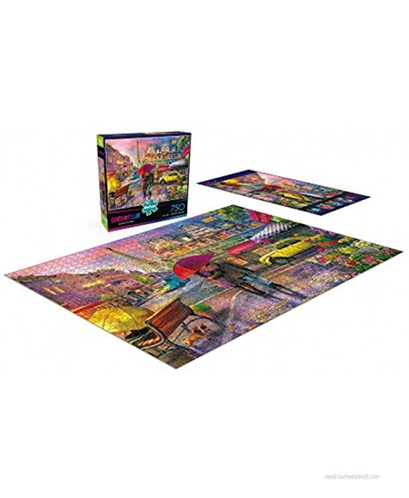 Buffalo Games Cities in Color Raining in Paris 750 Piece Jigsaw Puzzle Red Green,yellow 24L X 18W
